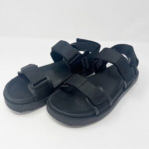 Aerie Black Platform Chunky Strappy Sandals Womens Size 9 Hook Loop Casual